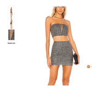 superdown True Sparkle Mesh Skirt Set in Silver
